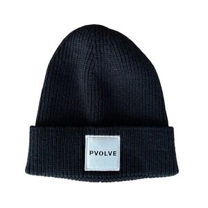 PVOLVE Logo Knit Black RPET  Beanie Winter Hat Unisex Adults One Size NEW NO TAG